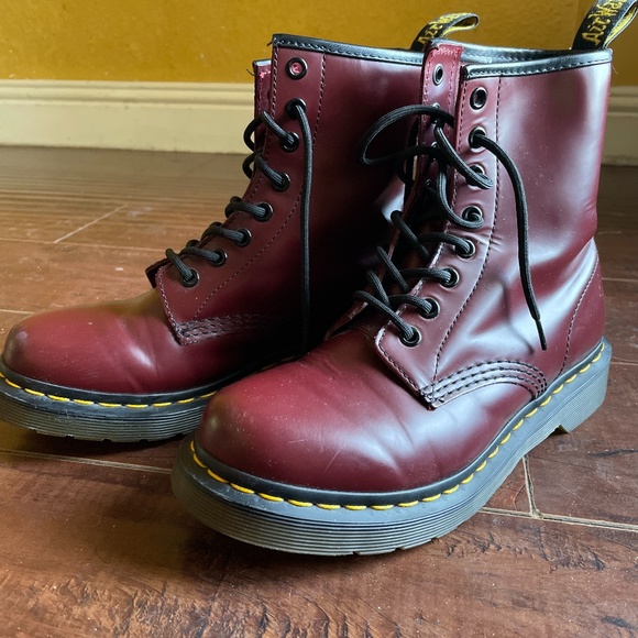 Dr. Martens Shoes - Dr. Martens burgundy combat boots size 7